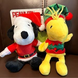 Peanuts Charlie Brown’s Santa Snoopy and Elf Woodstock Soft Pet Toys BRAND NEW!!